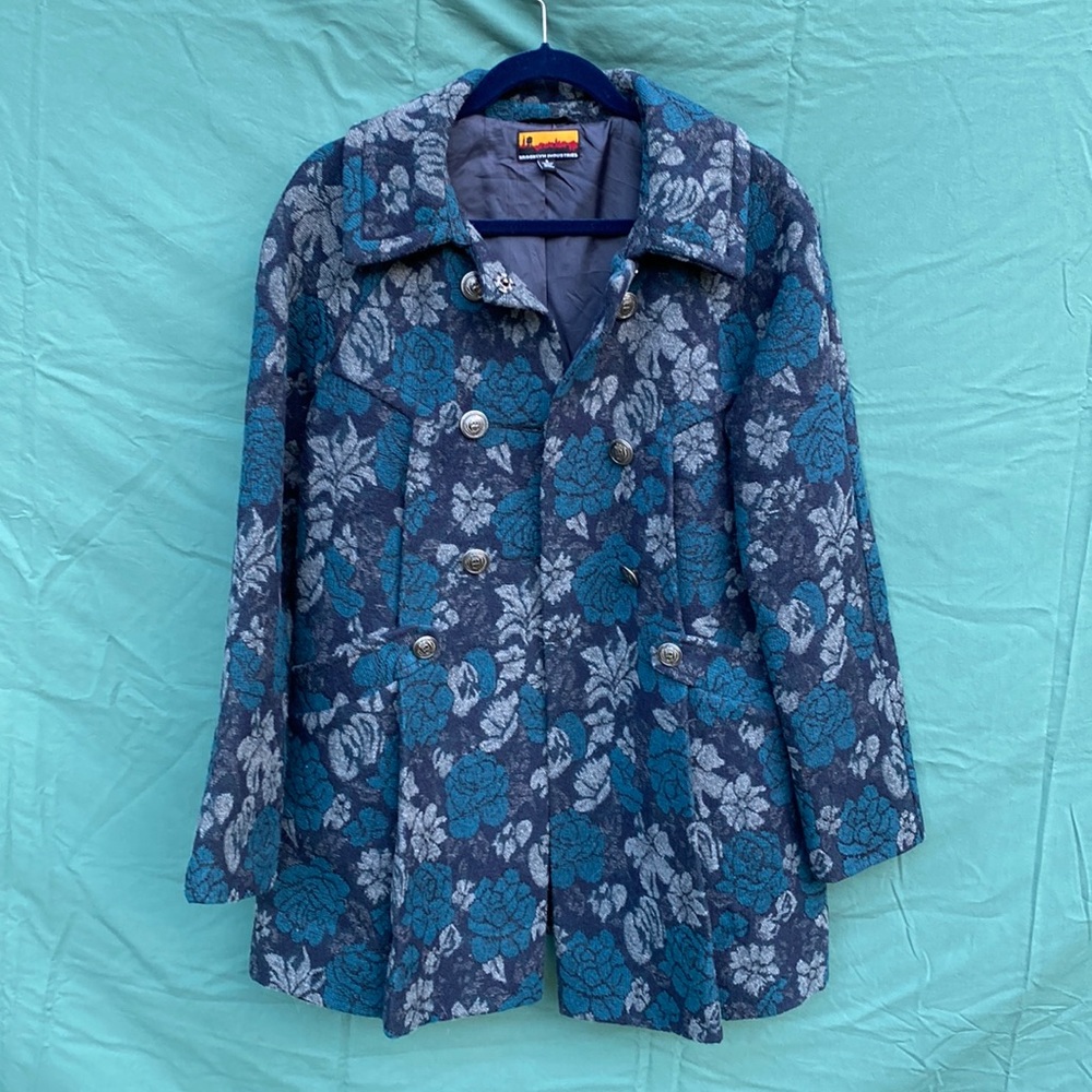 Womens Brooklyn Industries blue floral peacoat size 6